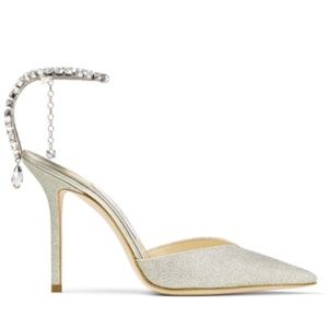 NIB Jimmy Choo Women's Saeda 100 Dusty Glitter Pumps w/ Crystals, Retail $1,095